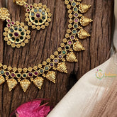 Vriksham Designer Green Red Stone Short Neckpiece-G17920